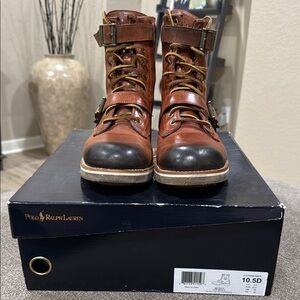 Polo by Ralph Lauren Brown Leather Boots High-Top Design